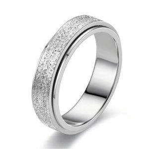 Stainless Steel Spinner Ring - Silver Sandblast Band Fidget Anxiety Ring